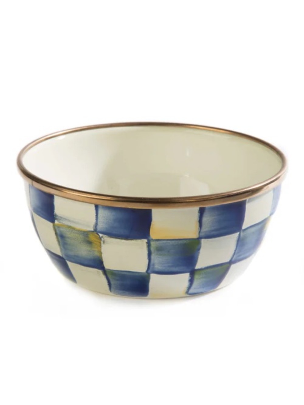 MacKenzie-Childs Royal Check Enamel Pinch Bowl. READ - WITH FLAW.